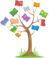 illustration of a tree with books as leaves