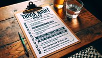 clipboard with trivia night rules