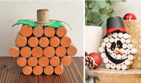 reversible wine cork pumpkin/snowman