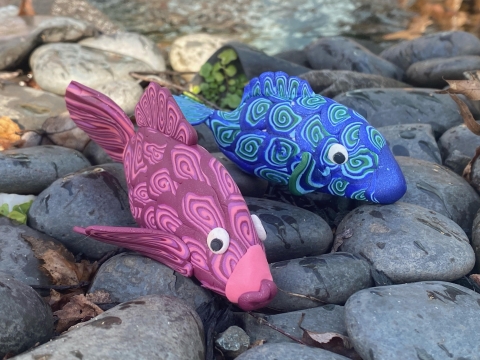 rainbow fish sculpture