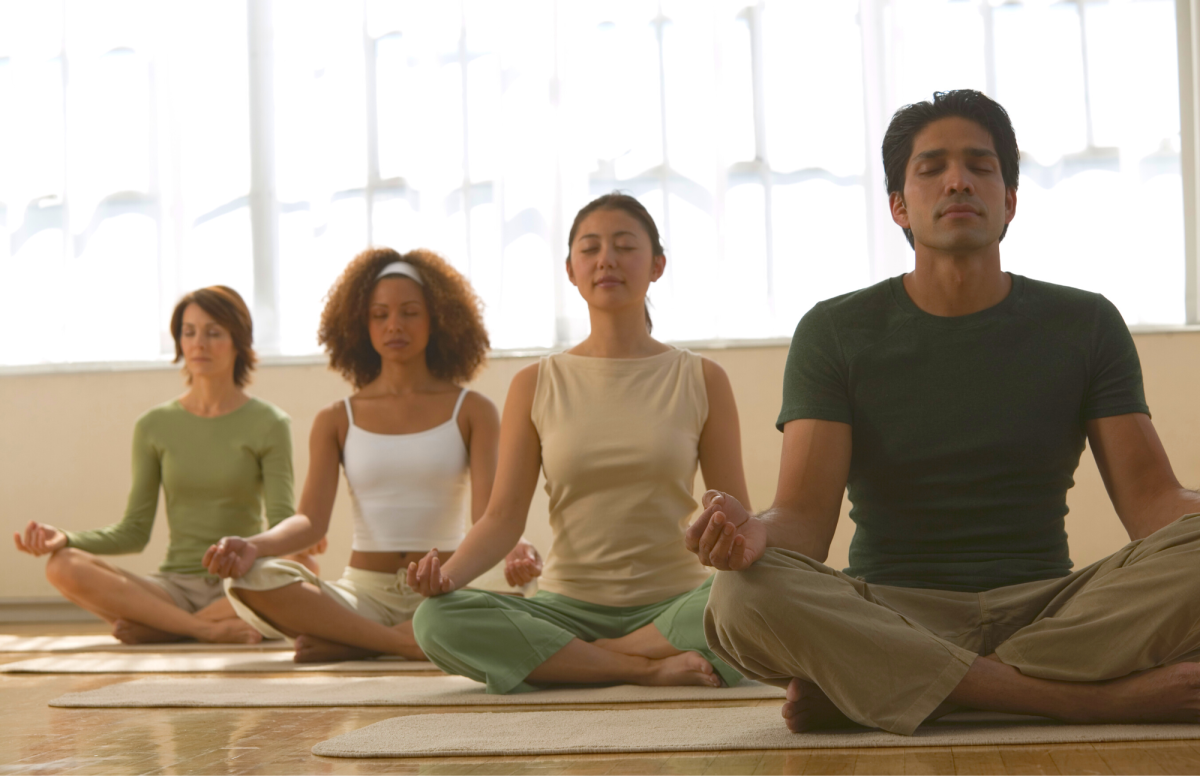 people meditating