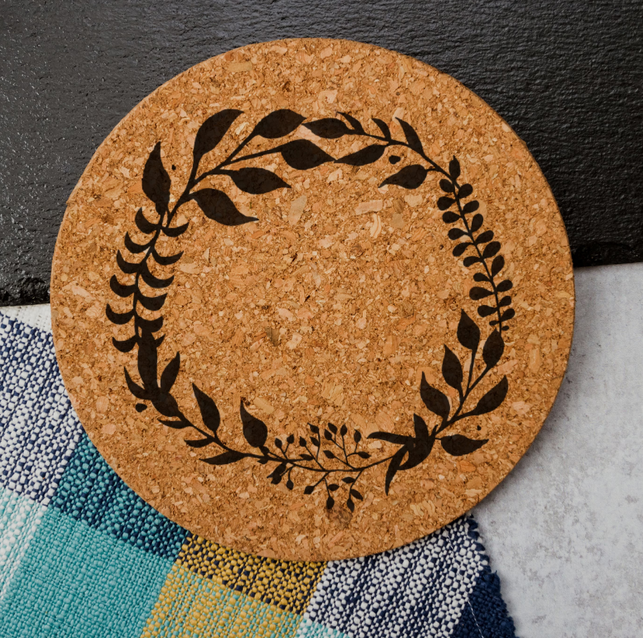 laser cut cork trivet