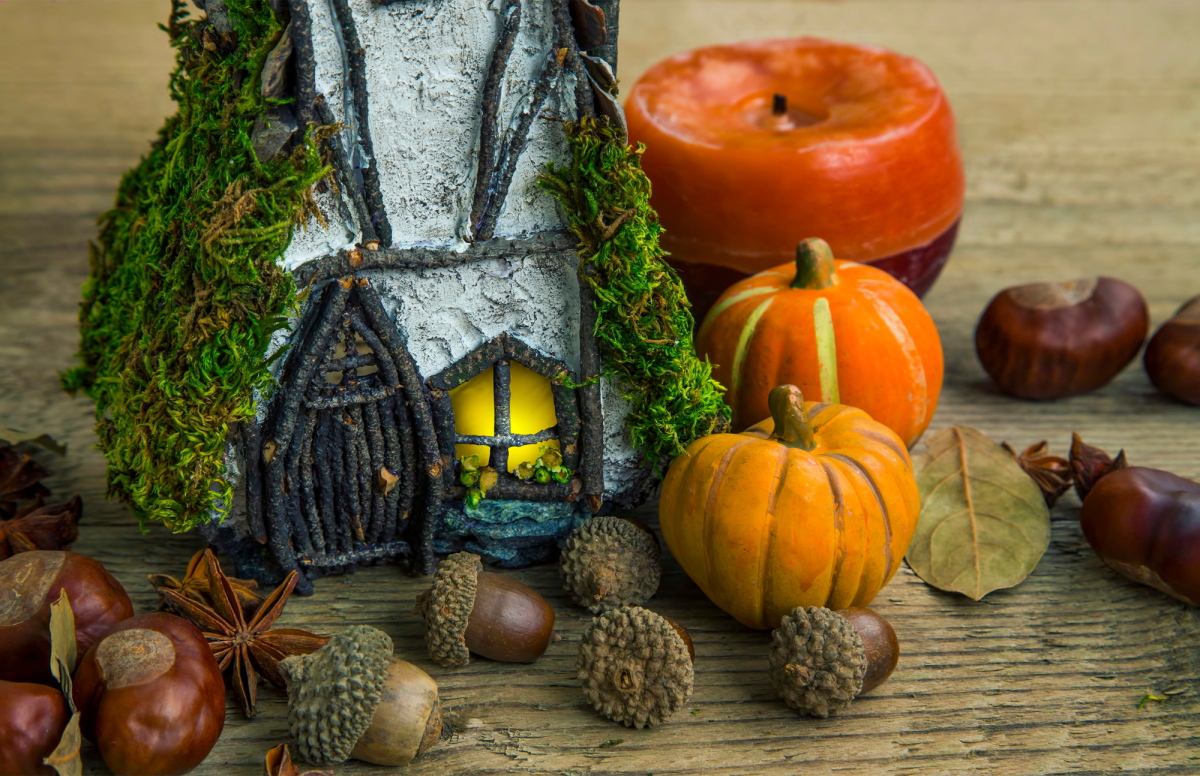 Fairy house with pumpkins 