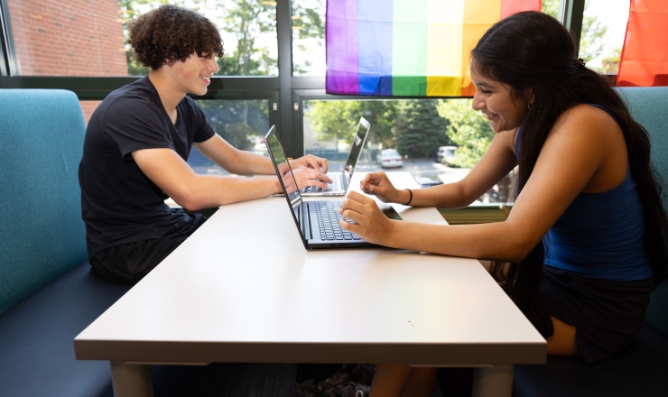 two teens working in the teen area